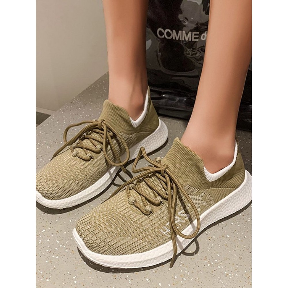 Sports Plain Lace-Up Flat Heel Fly Woven Shoes Sports Plain Lace-Up Flat Heel Fly Woven Shoes